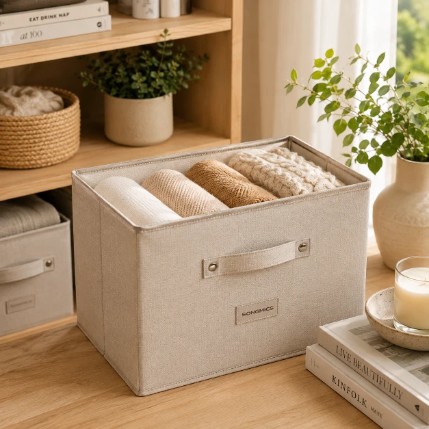 SONGMICS Cajas de Almacenamiento Plegables