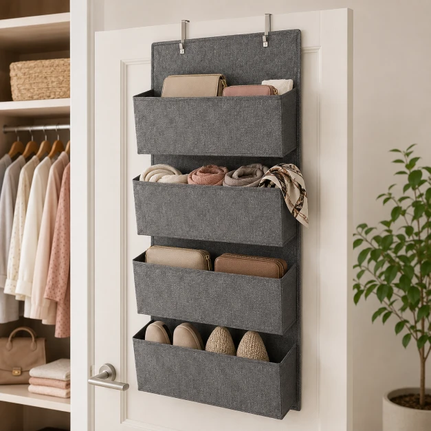 SONGMICS Organizador Colgante de Puerta con 4 Bolsillos