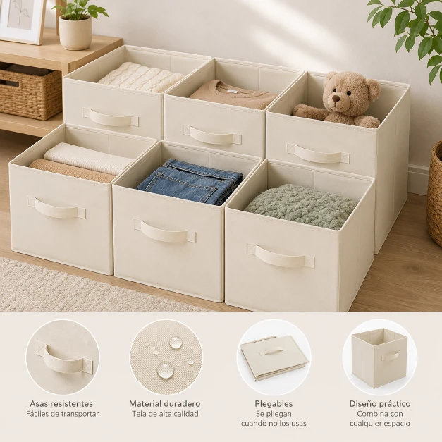 Amazon Basics Cubos de Almacenamiento Plegables – Pack de 6