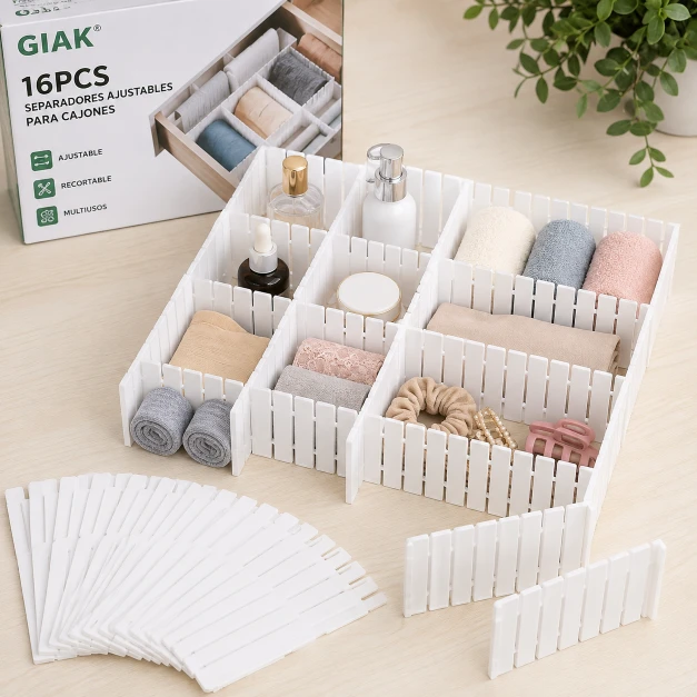 GIAK Separadores Ajustables para Cajones – 16 piezas