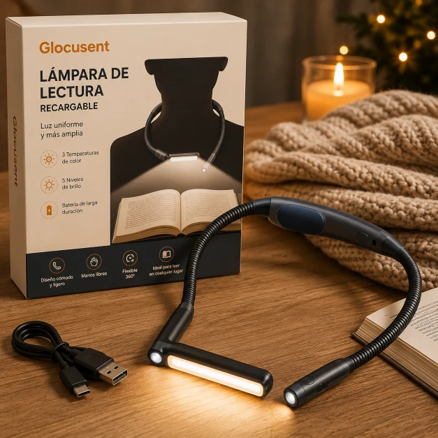 Glocusent Lámpara de Lectura Recargable