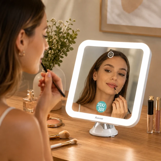 Auxmir Espejo de Maquillaje LED Recargable