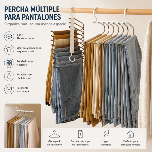 Perchas Múltiples Antideslizantes para Pantalones