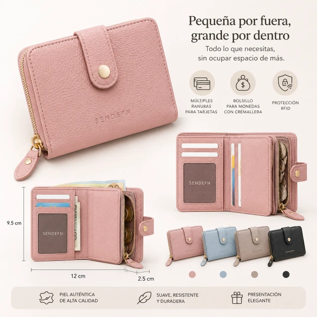 SENDEFN Cartera Compacta para Mujer