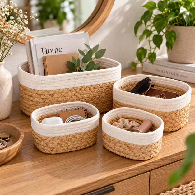 Cesta Organizadora Trenzada Decorativa